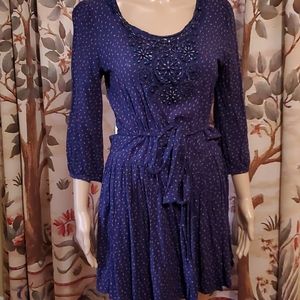 Vintage Boho Jeweled Peasant Dress